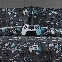 Next Level Dark Grey/Blue 3-4 Piece Microfiber Comforter Set