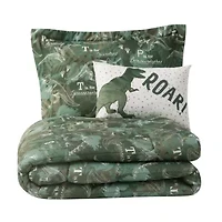 Dino Forest Green 3-4 Piece Microfiber Comforter Set