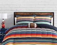 Sportset Stripe Black Multi 3-4 Piece Soft Microfiber Comforter Set
