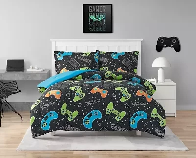 Video Gamer Set Black 2-3 Piece Ultra Soft Microfiber Comforter