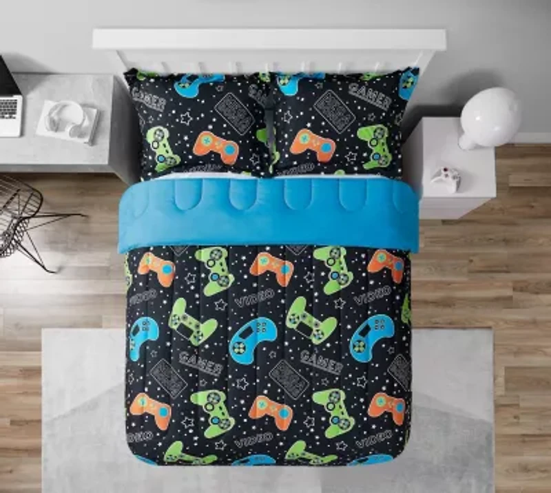Video Gamer Set Black 2-3 Piece Ultra Soft Microfiber Comforter