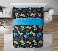 Video Gamer Set Black 2-3 Piece Ultra Soft Microfiber Comforter