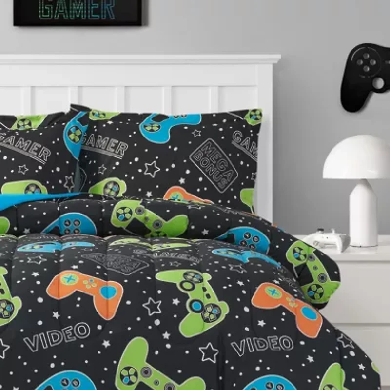 Video Gamer Set Black 2-3 Piece Ultra Soft Microfiber Comforter