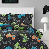 Video Gamer Set Black 2-3 Piece Ultra Soft Microfiber Comforter