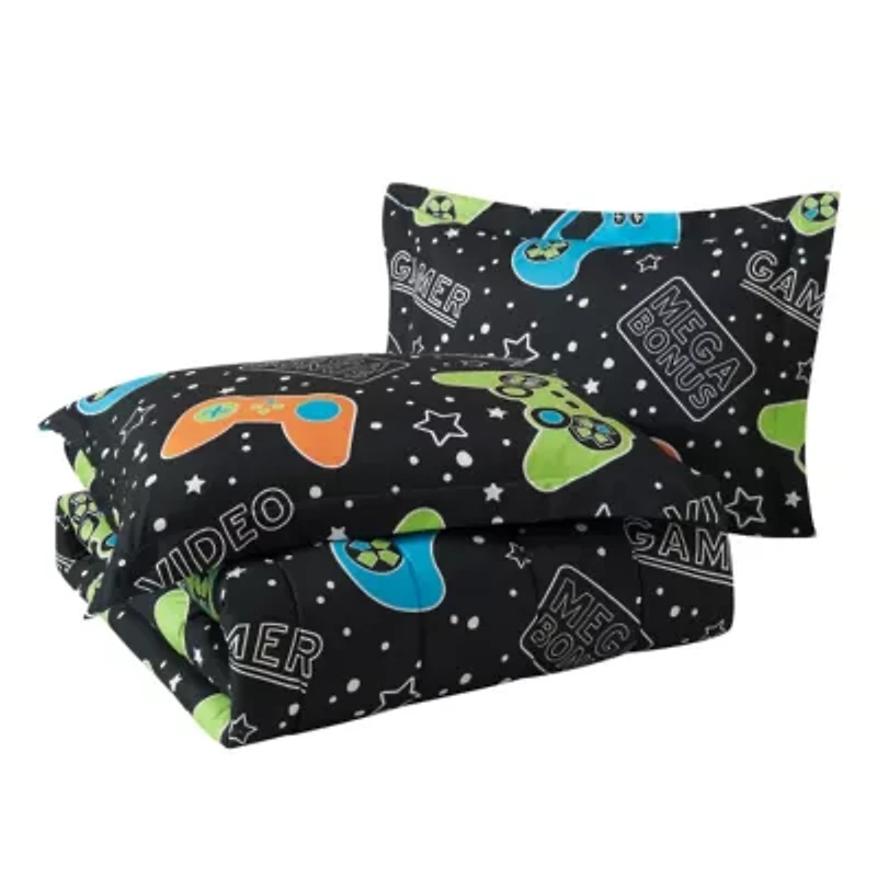 Video Gamer Set Black 2-3 Piece Ultra Soft Microfiber Comforter