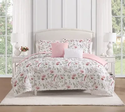 Mayfair Classic Cottage Floral Pink Sage Soft Brushed Microfiber 4-5 Piece Comforter Set with Dec Pillow