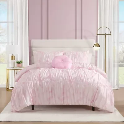 Dreamy Floral Boho Pink Embellished Girl's Soft Microfiber 3-4 Piece Comforter Set