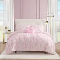 Dreamy Floral Boho Pink Embellished Girl's Soft Microfiber 3-4 Piece Comforter Set