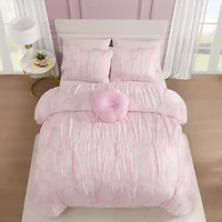 Dreamy Floral Boho Pink Embellished Girl's Soft Microfiber 3-4 Piece Comforter Set