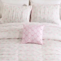Roses and Bows Ruched Pink Embellished Girl's Microfiber 3-4 Piece Comforter Set