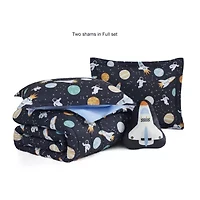 Outer Space Explorer Boy's Midnight Blue Soft Microfiber 3-4 Piece Comforter Set