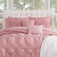 Scallop Textured Mauve 10-Piece Embellished Microfiber Comforter Set