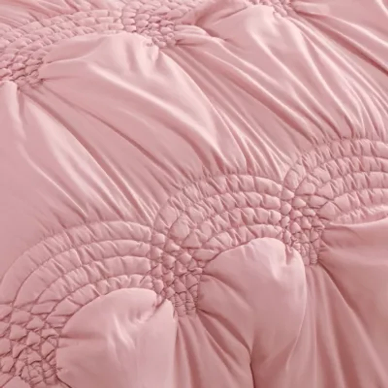 Scallop Textured Mauve 10-Piece Embellished Microfiber Comforter Set