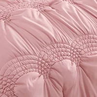 Scallop Textured Mauve 10-Piece Embellished Microfiber Comforter Set