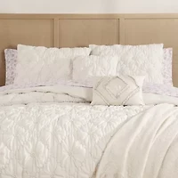 French Fancy Textured Ivory 10-Piece Embellished Microfiber Comforter Set