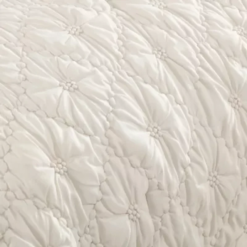 French Fancy Textured Ivory 10-Piece Embellished Microfiber Comforter Set