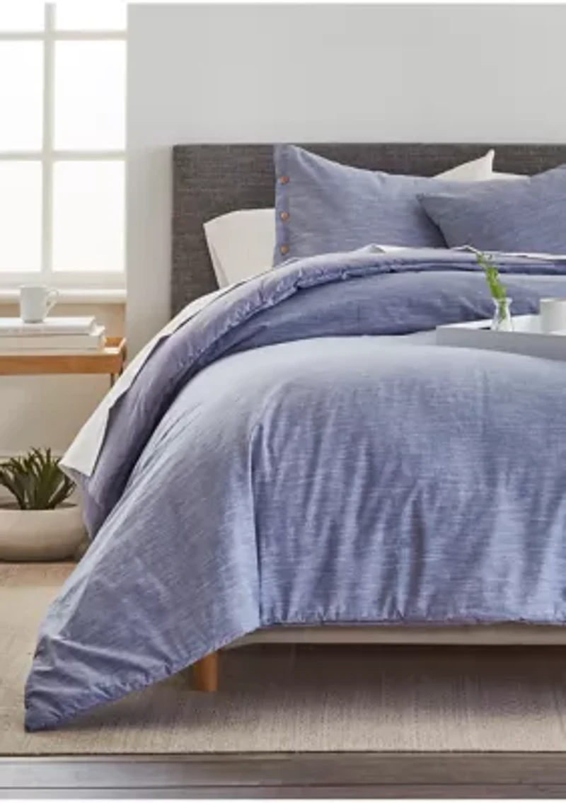 Chambray 3 Piece Full/Queen & King Comforter Set - Blue