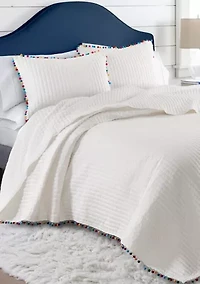 Rainbow Pom Reversible Quilt Set