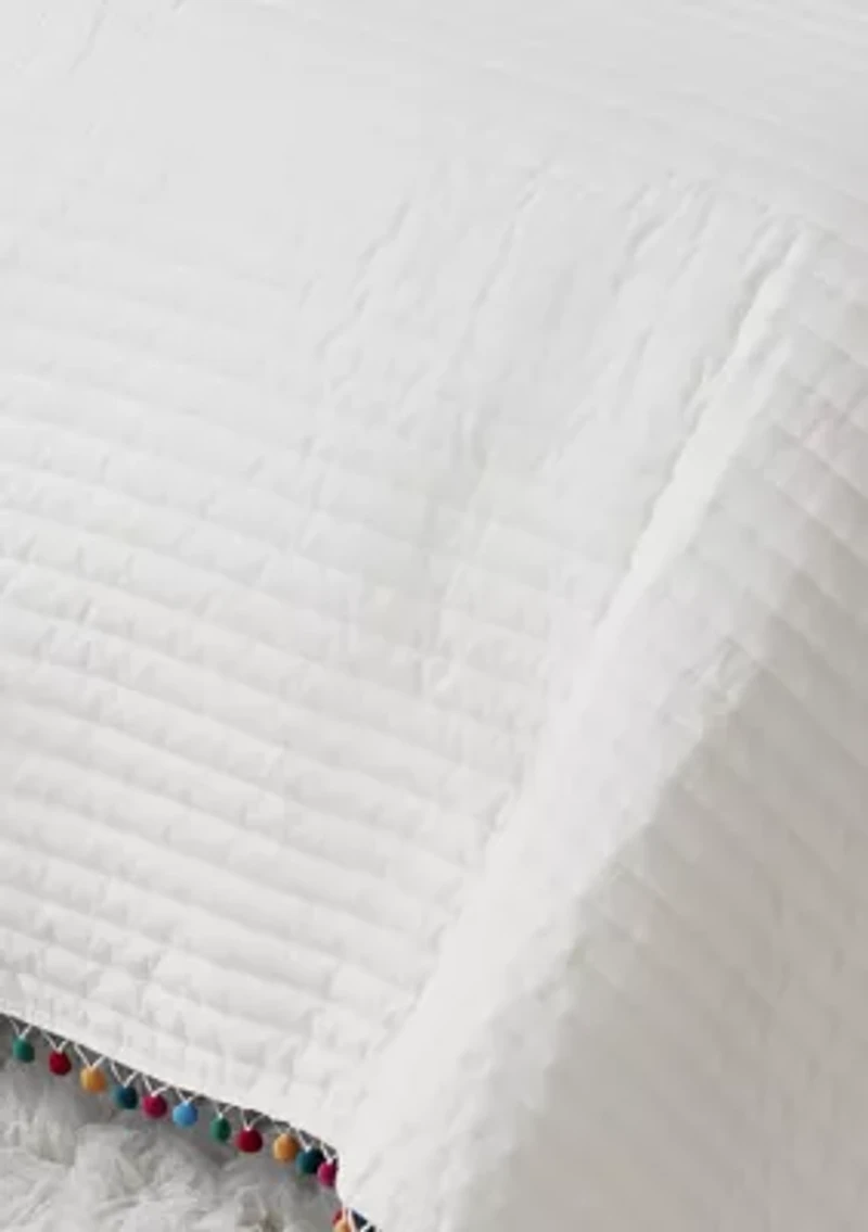 Rainbow Pom Reversible Quilt Set