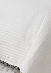 Rainbow Pom Reversible Quilt Set