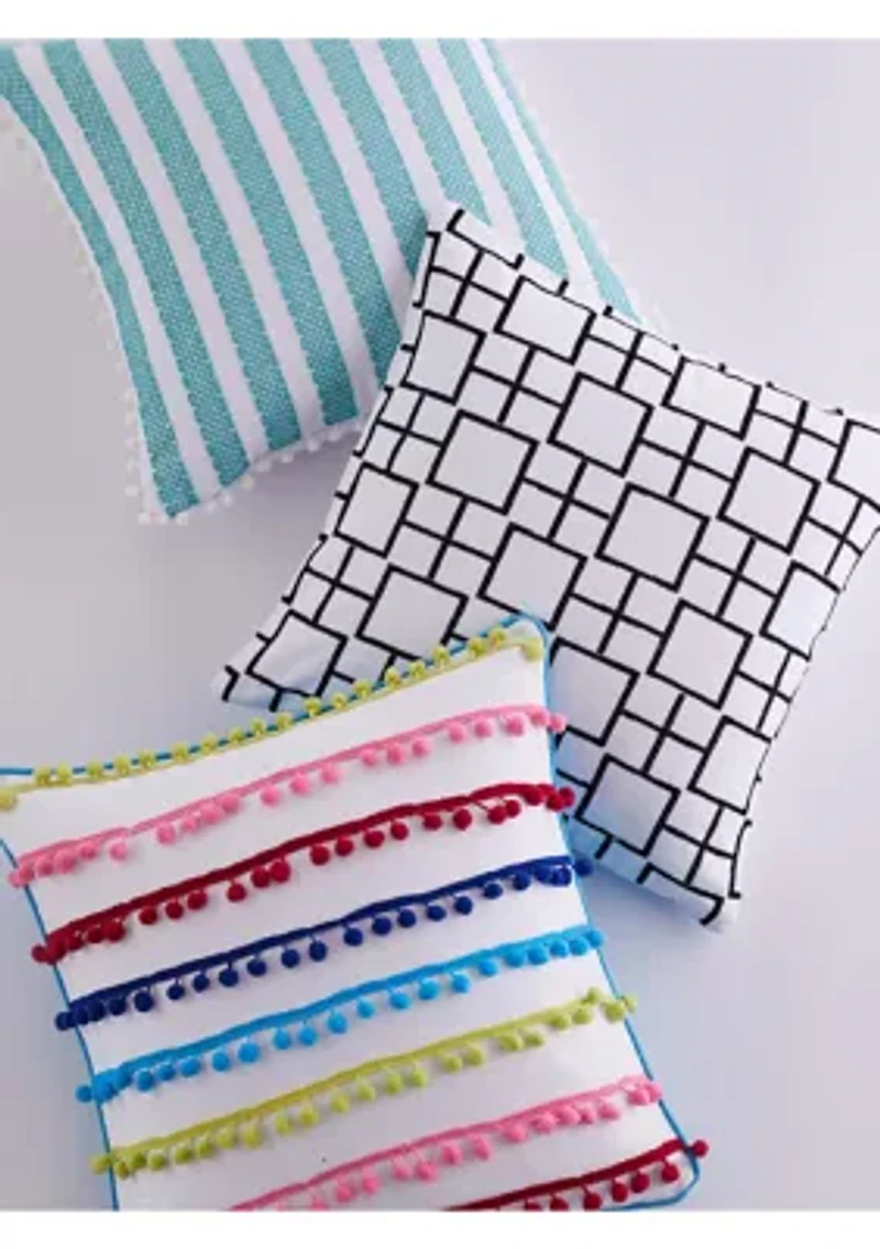 Pom Pom Multi Stripe PIllow 