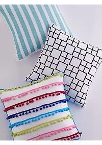 Pom Pom Multi Stripe PIllow 