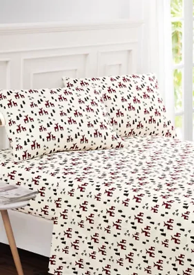 Plaid Deer Sheet Set