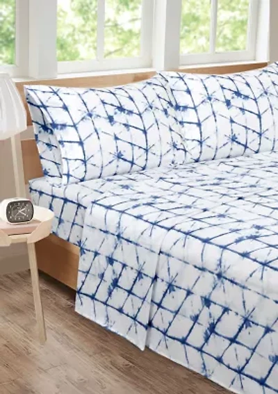 Blue Roxanne Tie Dye Sheet Set King