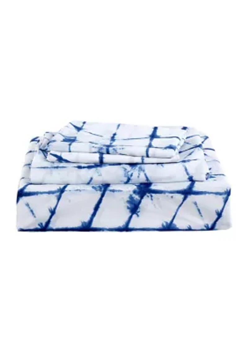 Blue Roxanne Tie Dye Sheet Set King