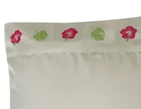 Embroidered Palms and Flowers Pillowcase Pair