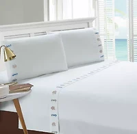 Seahorse and Coral Embroidered Pillowcase Pair