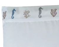 Seahorse and Coral Embroidered Pillowcase Pair