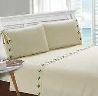 Palm Tree Grove Embroidered Pillowcase Pair