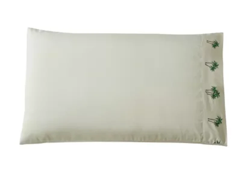 Palm Tree Grove Embroidered Pillowcase Pair