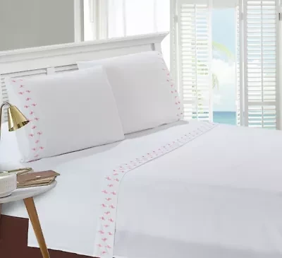 Mini Flamingo Embroidered Pillowcase Pair