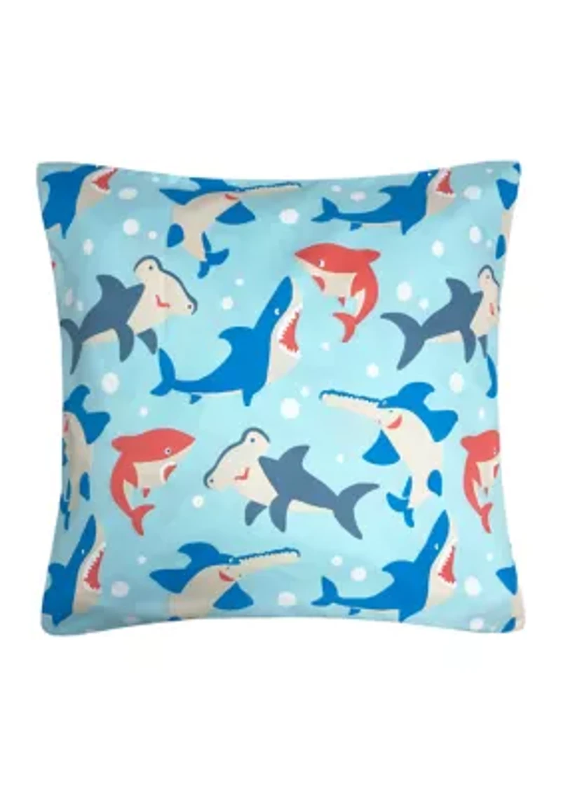 Shark Tales Decorative Pillow 18 in x 18 in