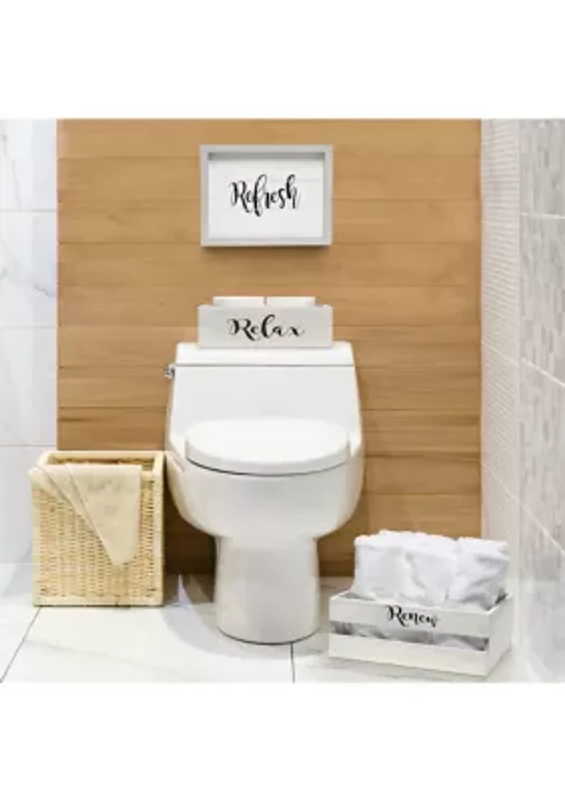 Large 3-Piece Decorative Wood Bathroom Set