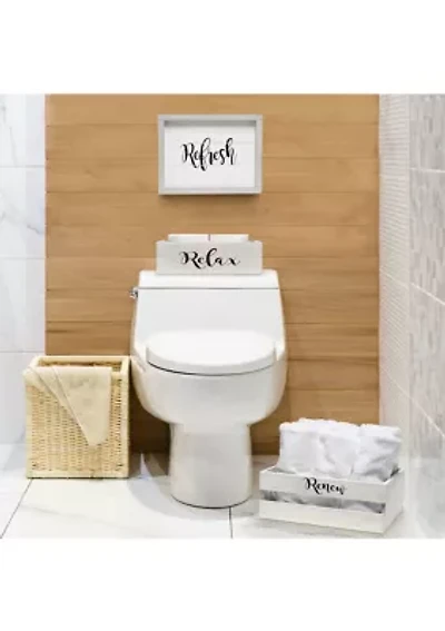 Large 3-Piece Decorative Wood Bathroom Set
