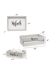 Large 3-Piece Decorative Wood Bathroom Set