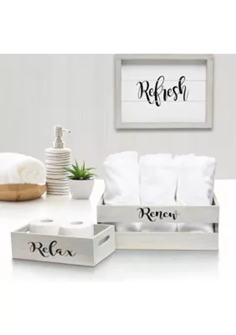 Large 3-Piece Decorative Wood Bathroom Set