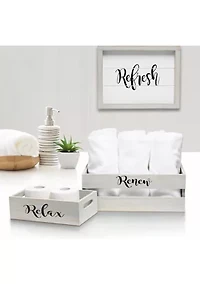 Large 3-Piece Decorative Wood Bathroom Set