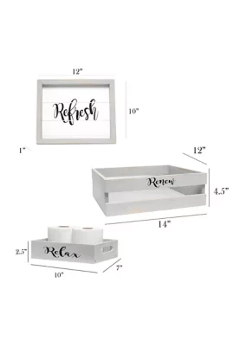 3-Piece Decorative Wood Bathroom Set