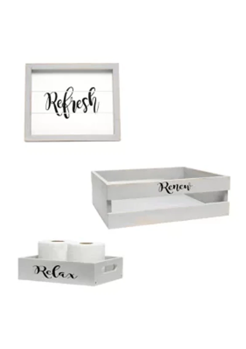3-Piece Decorative Wood Bathroom Set