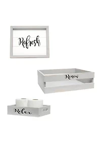 3-Piece Decorative Wood Bathroom Set