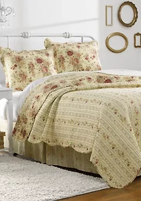 Antique Rose Quilt and Pillow Sham Set