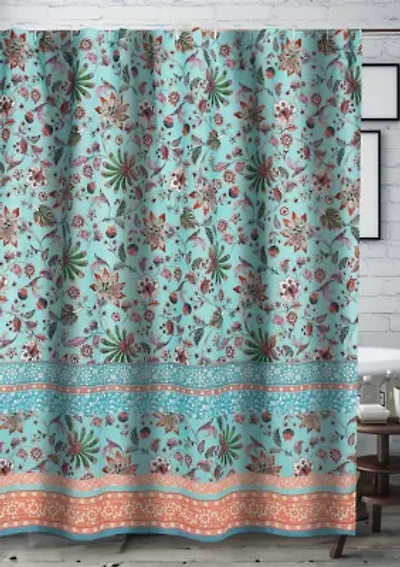 Audrey Turquoise Shower Curtain