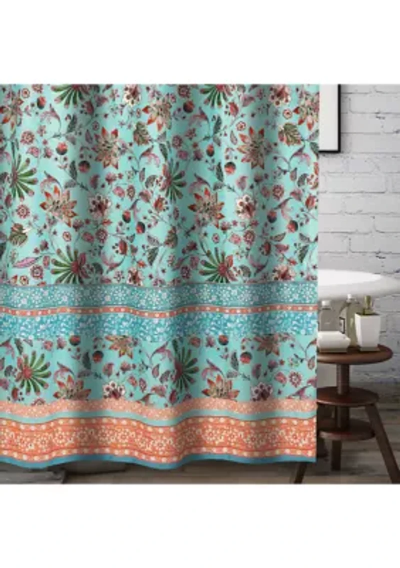 Audrey Turquoise Shower Curtain
