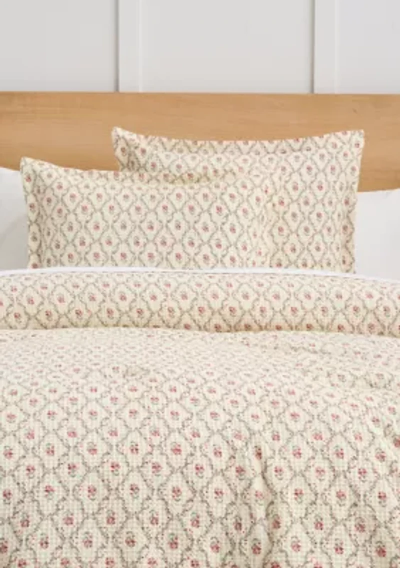 Waffle Knit Print Comforter Set