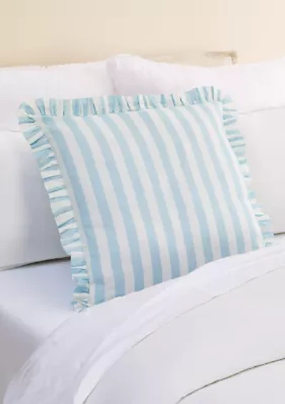 Striped Ruffle Filled Euro Pillow