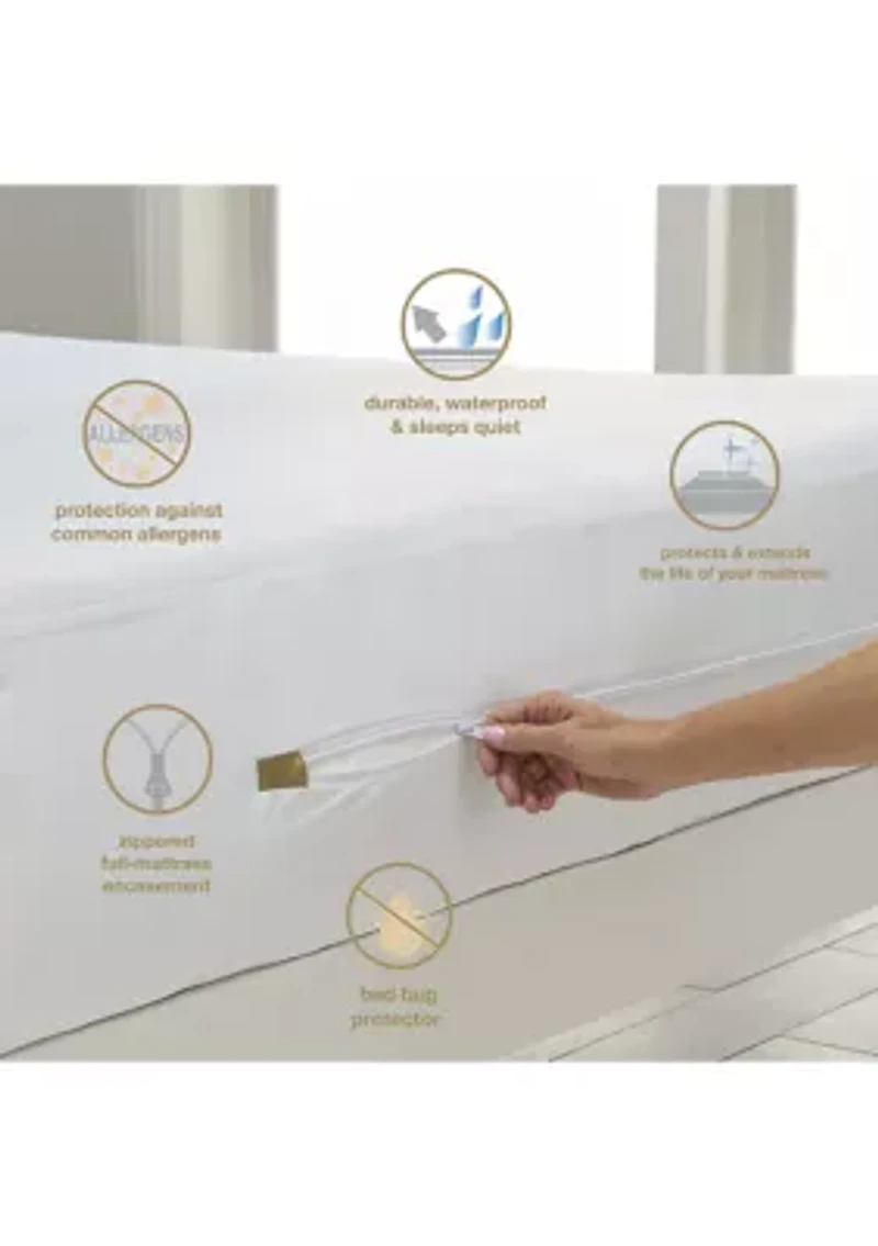 Stretchy Fit Waterproof Mattress Encasement Set for Allergy & Bed Bug Protection with Pillow Zipper Protectors
